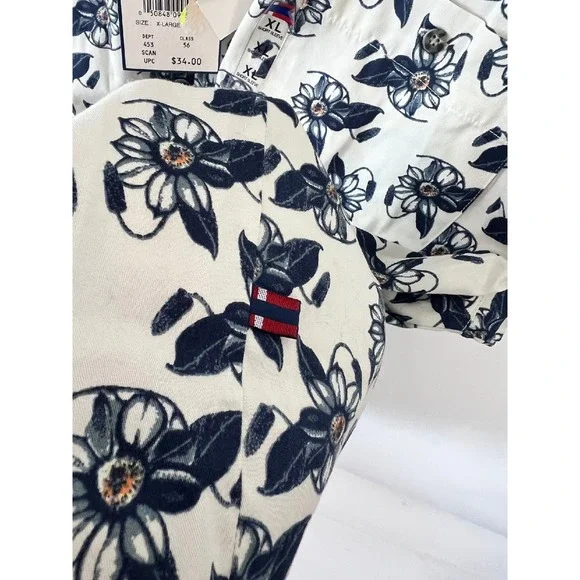 VTG Bugle Boy Mens Floral Blue Cotton Button Up Shirt Size XL Short Sleeve‎ NWT - Picture 9 of 12